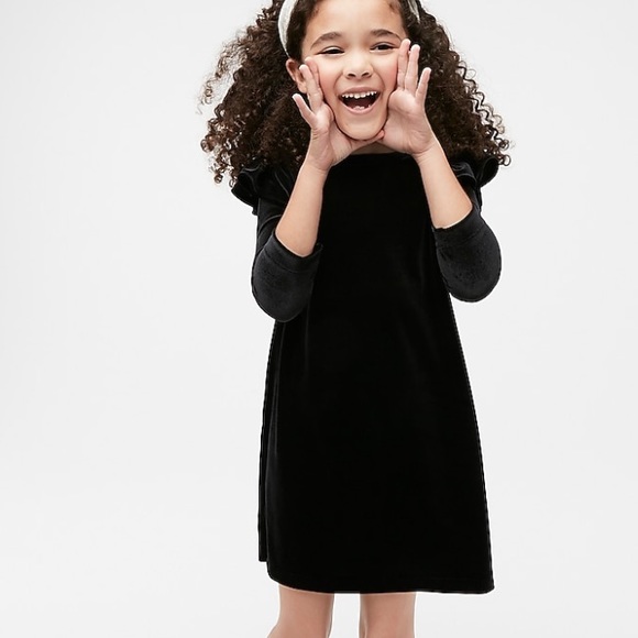 J. Crew Other - J crew girls velvet ruffle trim black dress